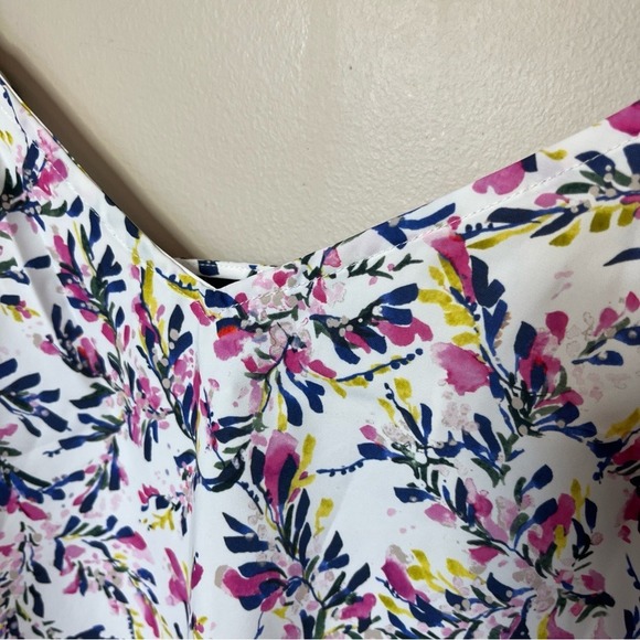French Connection Breya Eltan Ruffle Tank‎ Top Summer White Floral Large - Picture 6 of 12
